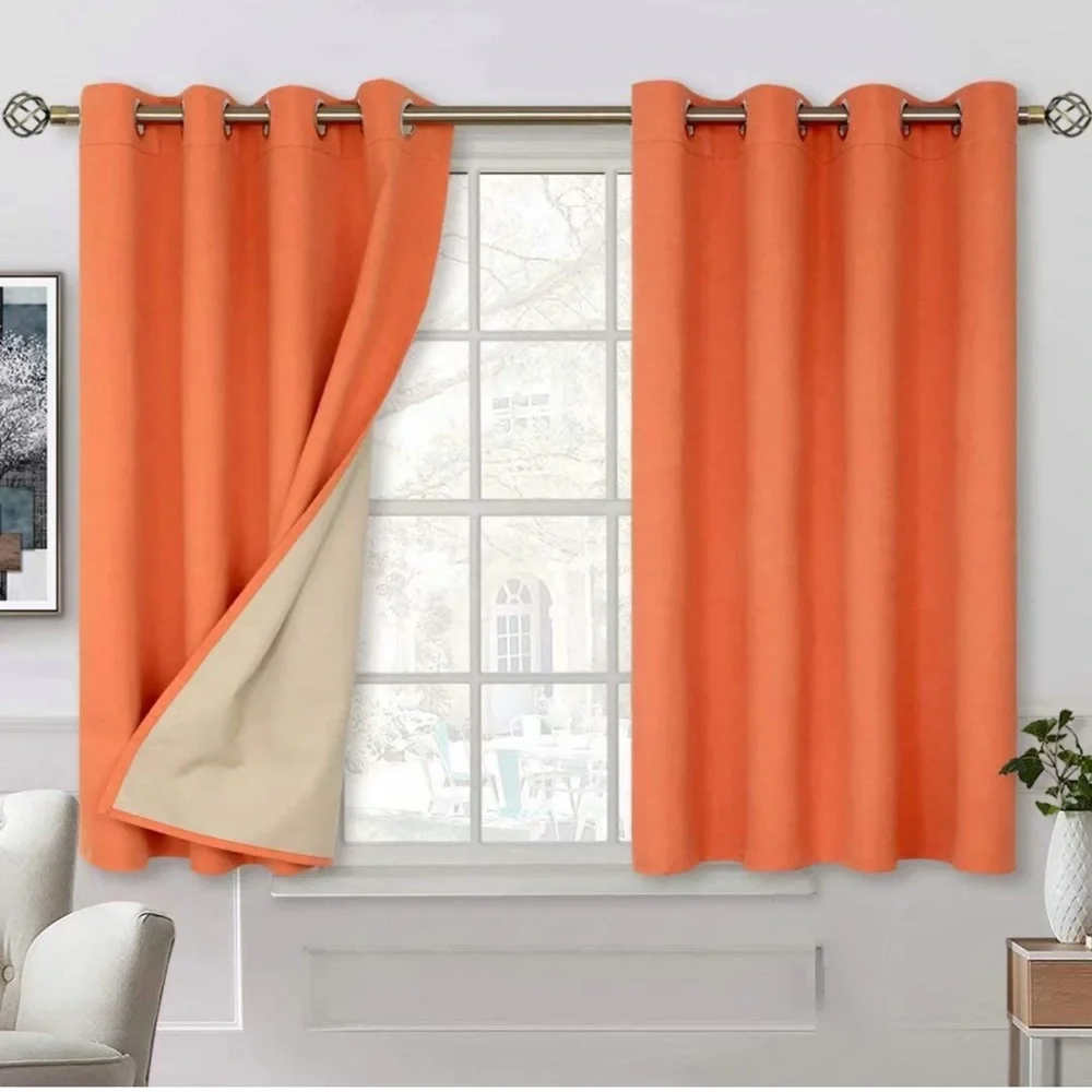 100% Blackout window Curtains with Liner Grommets Thermal Insulated 52x54” Coral